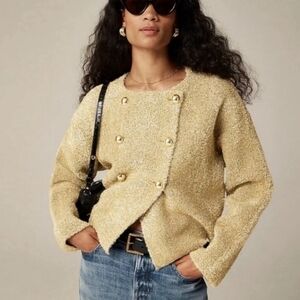 NWT J. Crew Double Breasted Gold Sweater In Medium
